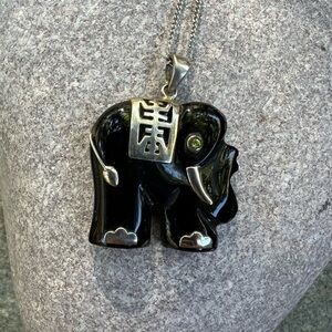 Vintage Carved Onyx Elephant